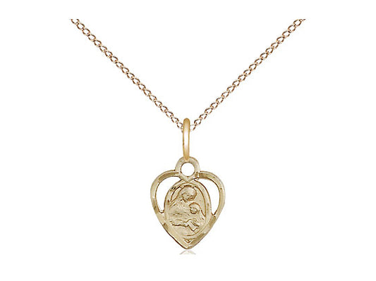 14kt Gold Filled St Ann Pendant on a 18 inch Gold Filled Light Curb Chain. - Unique Catholic Gifts
