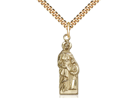 14kt Gold Filled St Ann Pendant on a 24 inch Gold Plate Heavy Curb Chain. - Unique Catholic Gifts