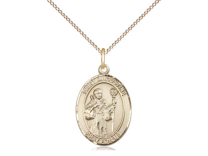 14kt Gold Filled St Augustine Pendant on a 18 inch Gold Filled Light Curb Chain. - Unique Catholic Gifts