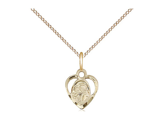 14kt Gold Filled St Anthony of Padua Pendant on a 18 inch Gold Filled Light Curb Chain. - Unique Catholic Gifts