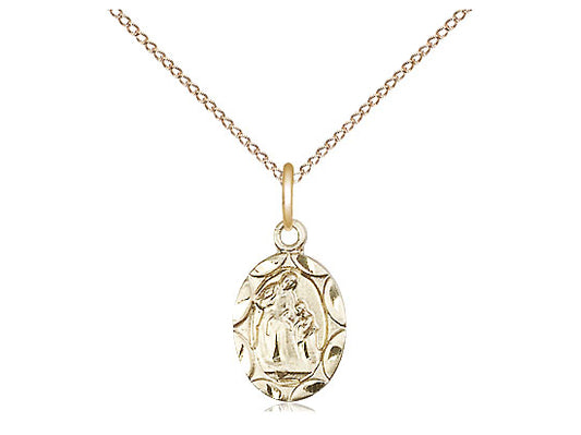 14kt Gold Filled St Ann Pendant on a 18 inch Gold Filled Light Curb Chain. - Unique Catholic Gifts