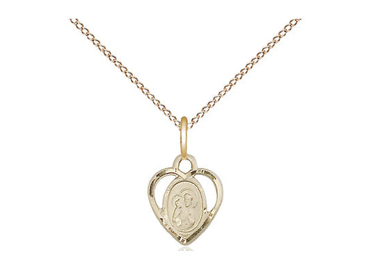 14kt Gold Filled St Ann Pendant on a 18 inch Gold Filled Light Curb Chain. - Unique Catholic Gifts