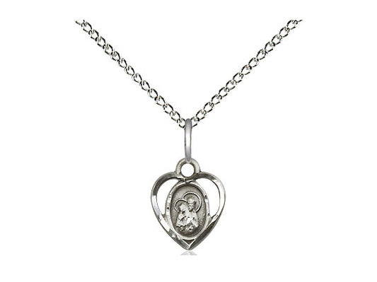 Sterling Silver St Ann Pendant on a 18 inch Sterling Silver Light Curb Chain. - Unique Catholic Gifts