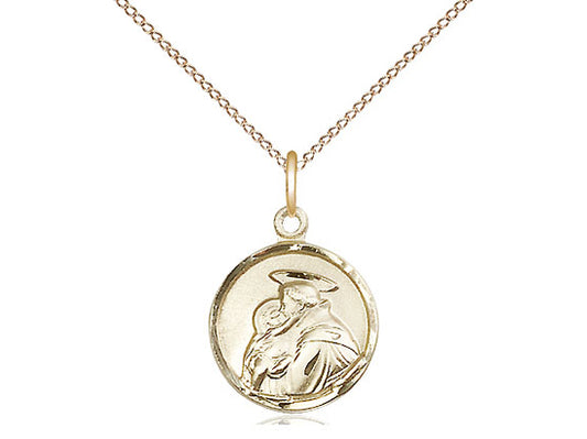 14kt Gold Filled St Anthony Pendant on a 18 inch Gold Filled Light Curb Chain. - Unique Catholic Gifts