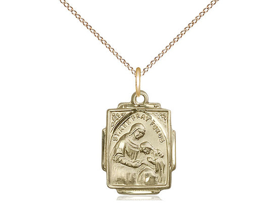 14kt Gold Filled St Ann Pendant on a 18 inch Gold Filled Light Curb Chain.  Material - Unique Catholic Gifts