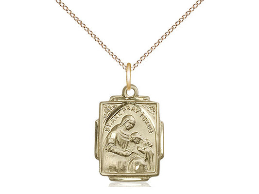 14kt Gold Filled St Ann Pendant on a 18 inch Gold Filled Light Curb Chain.  Material - Unique Catholic Gifts