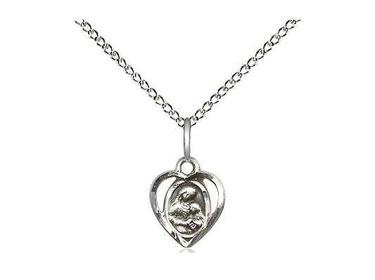 Sterling Silver St Ann Pendant on a 18 inch Sterling Silver Light Curb Chain. - Unique Catholic Gifts