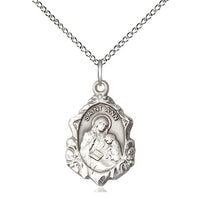 Sterling Silver St Ann Pendant on a 18 inch Sterling Silver Light Curb Chain. - Unique Catholic Gifts