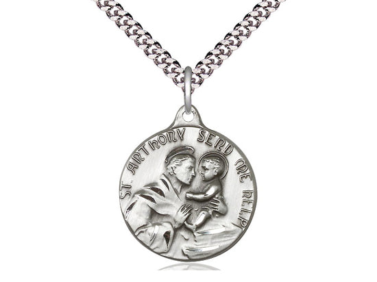Silver St en una cadena acera pesada de Rhodium de 24 pulgadas. – Unique Catholic Gifts