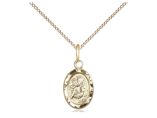 14kt Gold Filled St Anthony Pendant on a 18 inch Gold Filled Light Curb Chain. - Unique Catholic Gifts