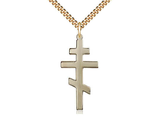 14kt Gold Filled St Andrew Pendant on a 24 inch Gold Plate Heavy Curb Chain - Unique Catholic Gifts