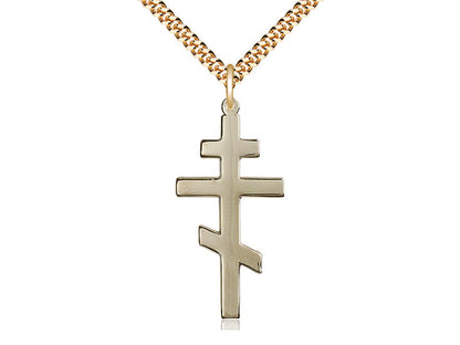 14kt Gold Filled St Andrew Pendant on a 24 inch Gold Plate Heavy Curb Chain - Unique Catholic Gifts