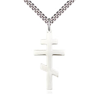 Sterling Silver St Andrew Pendant on a 24 inch Light Rhodium Heavy Curb Chain - Unique Catholic Gifts