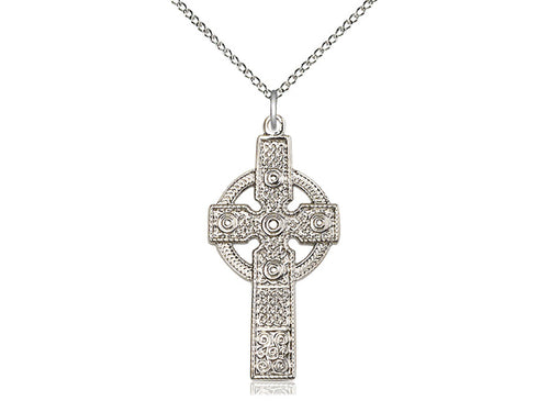 Sterling Silver Kilklispeen Cross Pendant on a 18 inch Sterling Silver Light Curb Chain - Unique Catholic Gifts