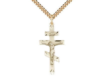 14kt Gold Filled St Andrew Pendant on a 24 inch Gold Plate Heavy Curb Chain - Unique Catholic Gifts