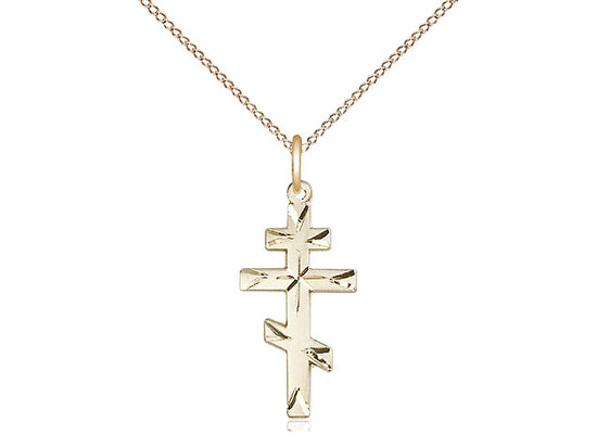 14kt Gold Filled St Andrew Cross Pendant on a 18 inch Gold Filled Light Curb Chain - Unique Catholic Gifts