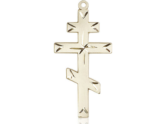 14kt Gold Filled Cross Pendant on a 24 inch Gold Plate Heavy Curb Chain - Unique Catholic Gifts
