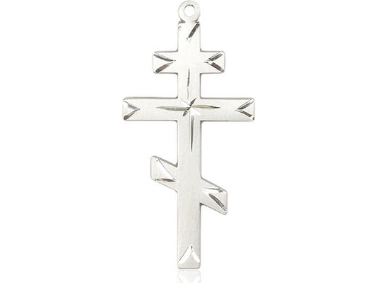 Sterling Silver Cross Pendant on a 24 inch Light Rhodium Heavy Curb Chain - Unique Catholic Gifts