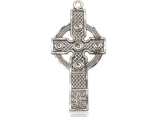 Sterling Silver Kilklispeen Cross Pendant on a 24 inch Light Rhodium Heavy Curb Chain - Unique Catholic Gifts