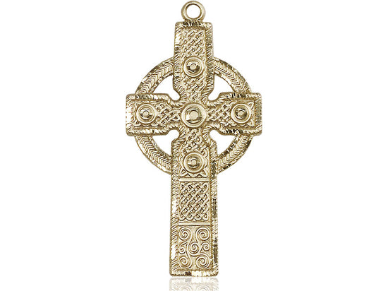14kt Gold Filled Kilklispeen Cross Pendant on a 24 inch Gold Plate Heavy Curb Chain - Unique Catholic Gifts