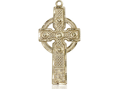 14kt Gold Filled Kilklispeen Cross Pendant on a 24 inch Gold Plate Heavy Curb Chain - Unique Catholic Gifts