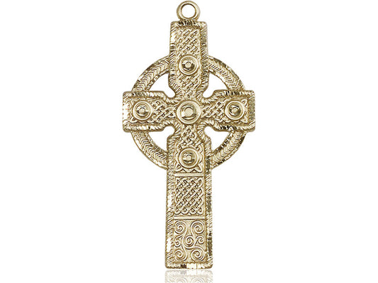 14kt Gold Filled Kilklispeen Cross Pendant on a 24 inch Gold Plate Heavy Curb Chain - Unique Catholic Gifts