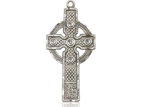 Sterling Silver Kilklispeen Cross Pendant on a 24 inch Light Rhodium Heavy Curb Chain. - Unique Catholic Gifts