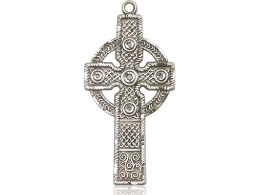Sterling Silver Kilklispeen Cross Pendant on a 24 inch Light Rhodium Heavy Curb Chain. - Unique Catholic Gifts