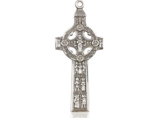 Sterling Silver Scriptures Cross Pendant on a 24 inch Light Rhodium Heavy Curb Chain - Unique Catholic Gifts