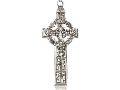 Sterling Silver Scriptures Cross Pendant on a 24 inch Light Rhodium Heavy Curb Chain - Unique Catholic Gifts
