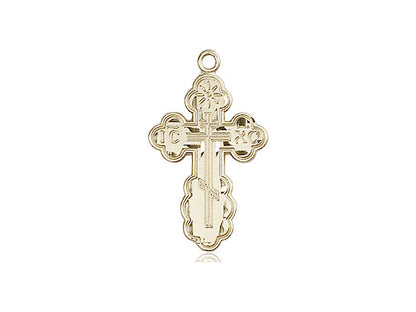14kt Gold Filled St Olga Cross Pendant on a 18 inch Gold Filled Light Curb Chain - Unique Catholic Gifts