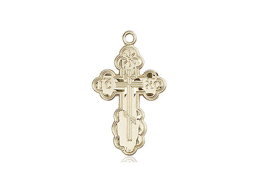 14kt Gold Filled St Olga Cross Pendant on a 18 inch Gold Filled Light Curb Chain - Unique Catholic Gifts