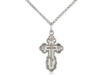 Sterling Silver St Olga Cross Pendant on a 18 inch Sterling Silver Light Curb Chain - Unique Catholic Gifts