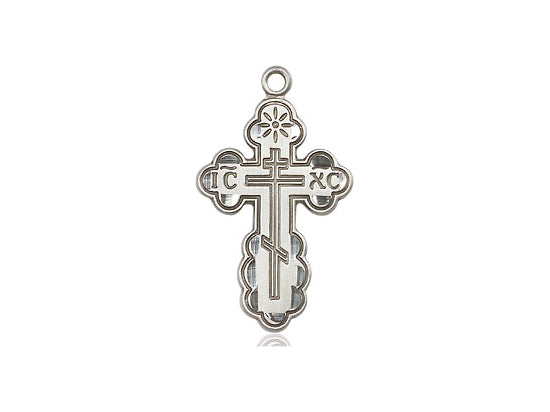 Sterling Silver St Olga Cross Pendant on a 18 inch Sterling Silver Light Curb Chain - Unique Catholic Gifts