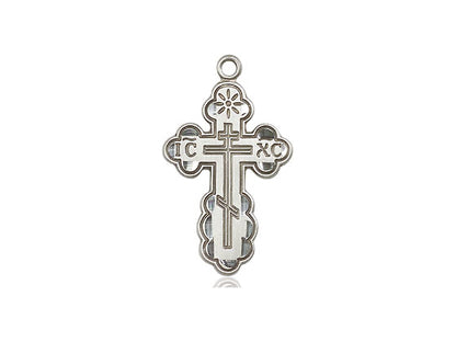 Sterling Silver St Olga Cross Pendant on a 18 inch Sterling Silver Light Curb Chain - Unique Catholic Gifts