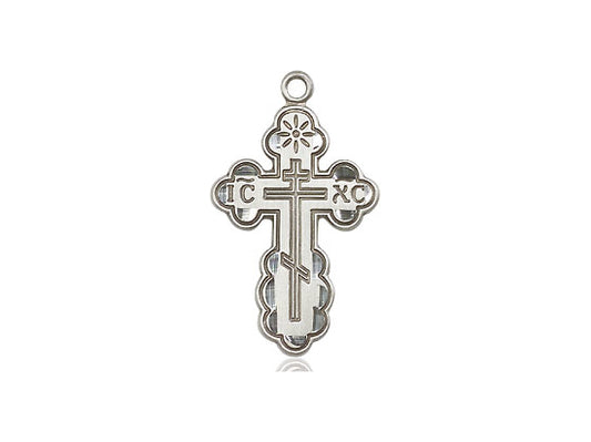 Sterling Silver St Olga Cross Pendant on a 18 inch Sterling Silver Light Curb Chain - Unique Catholic Gifts