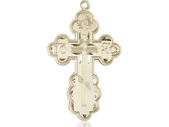 14kt Gold Filled St Olga Cross Pendant on a 24 inch Gold Plate Heavy Curb Chain - Unique Catholic Gifts