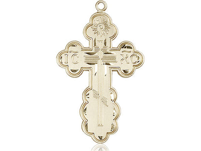 14kt Gold Filled St Olga Cross Pendant on a 24 inch Gold Plate Heavy Curb Chain - Unique Catholic Gifts