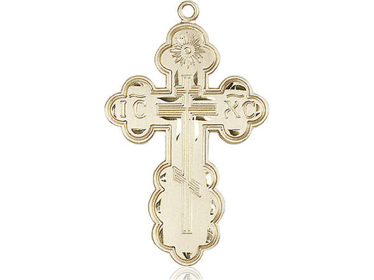 14kt Gold Filled St Olga Cross Pendant on a 24 inch Gold Plate Heavy Curb Chain - Unique Catholic Gifts