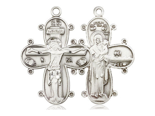 Sterling Silver Christine Cross Pendant on a 18 inch Sterling Silver Light Curb Chain - Unique Catholic Gifts