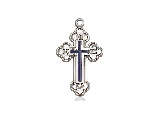 Sterling Silver Russian Cross Pendant on a 18 inch Sterling Silver Light Curb Chain - Unique Catholic Gifts