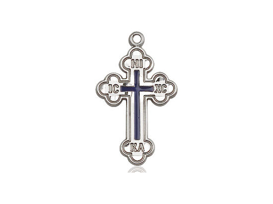 Sterling Silver Russian Cross Pendant on a 18 inch Sterling Silver Light Curb Chain - Unique Catholic Gifts