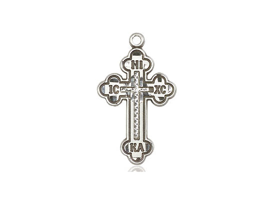 Sterling Silver Russian Cross Pendant on a 18 inch Sterling Silver Light Curb Chain - Unique Catholic Gifts