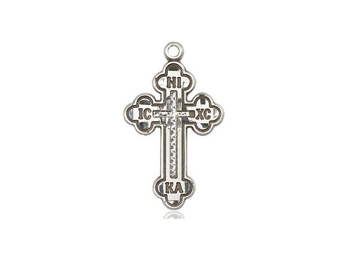Sterling Silver Russian Cross Pendant on a 18 inch Sterling Silver Light Curb Chain - Unique Catholic Gifts