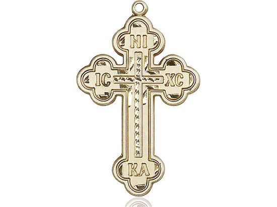 14kt Gold Filled Cross Pendant on a 24 inch Gold Plate Heavy Curb Chain - Unique Catholic Gifts