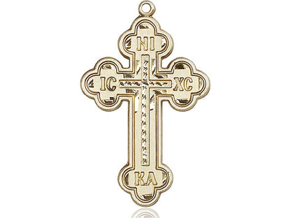 14kt Gold Filled Cross Pendant on a 24 inch Gold Plate Heavy Curb Chain - Unique Catholic Gifts