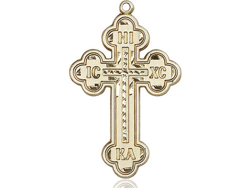 14kt Gold Filled Cross Pendant on a 24 inch Gold Plate Heavy Curb Chain - Unique Catholic Gifts