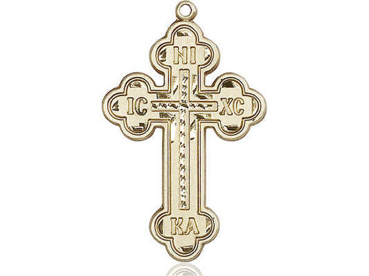 14kt Gold Filled Cross Pendant on a 24 inch Gold Plate Heavy Curb Chain - Unique Catholic Gifts