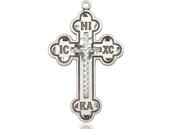 Sterling Silver Cross Pendant on a 24 inch Light Rhodium Heavy Curb Chain - Unique Catholic Gifts