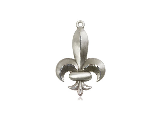 Sterling Silver Fleur de Lis Pendant on a 18 inch Sterling Silver Light Curb Chain - Unique Catholic Gifts